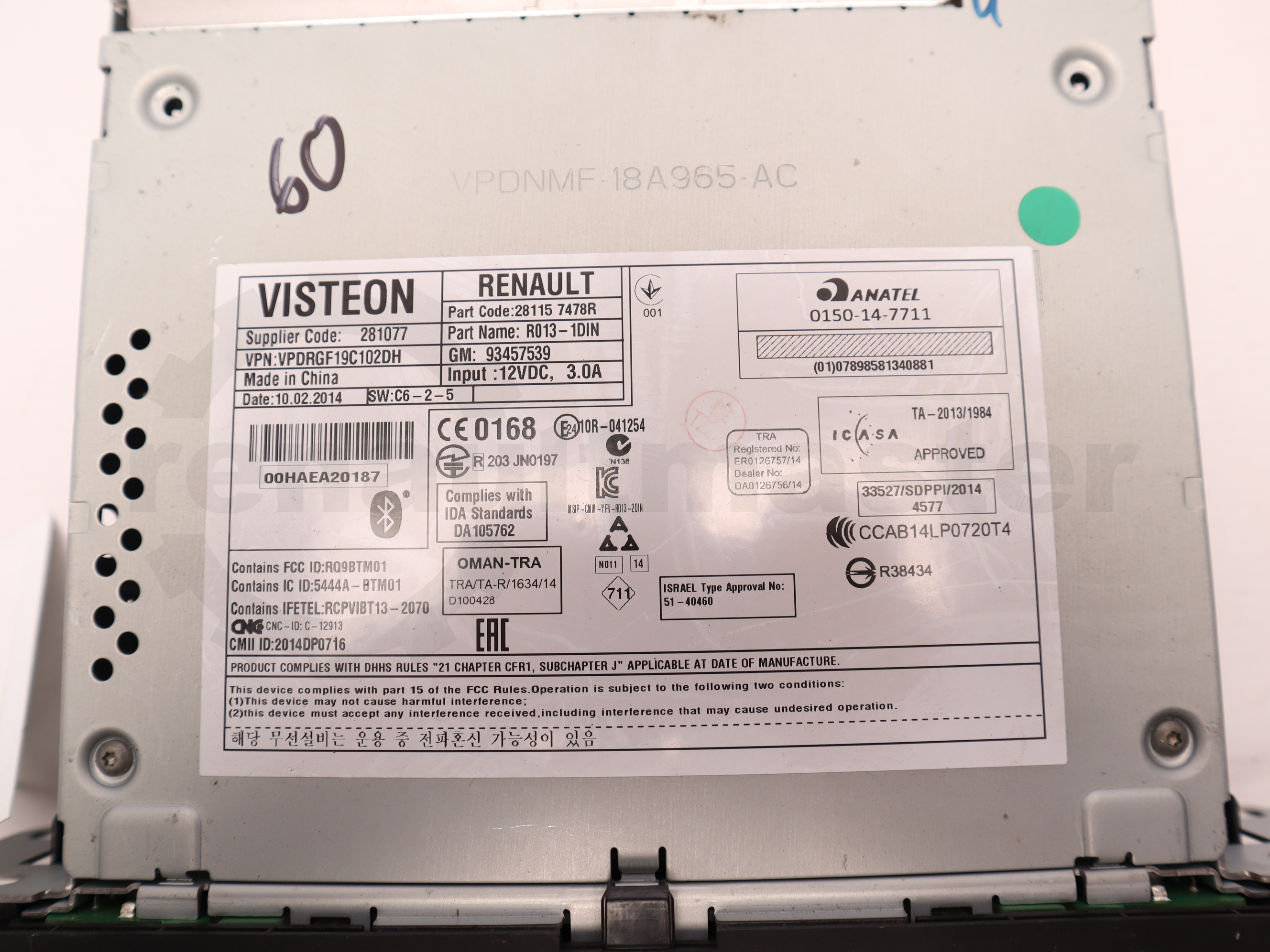 Мультимедійна система (автомагнітола) Renault Trafic (Opel Vivaro, Nissan NV300) 2014 -, 281157478R Б/В