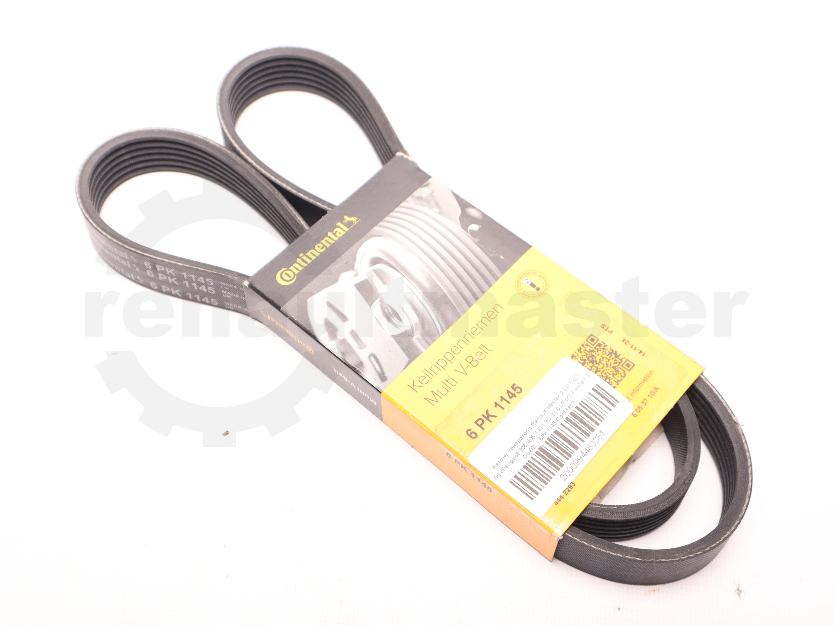 Ремінь генератора Renault Master 2.2/2.5dCi 00-/Peugeot 306/405 1.8/1.9D 93-01/Ford Fiesta 1.8 00-02, - 6PK1145 Contitech