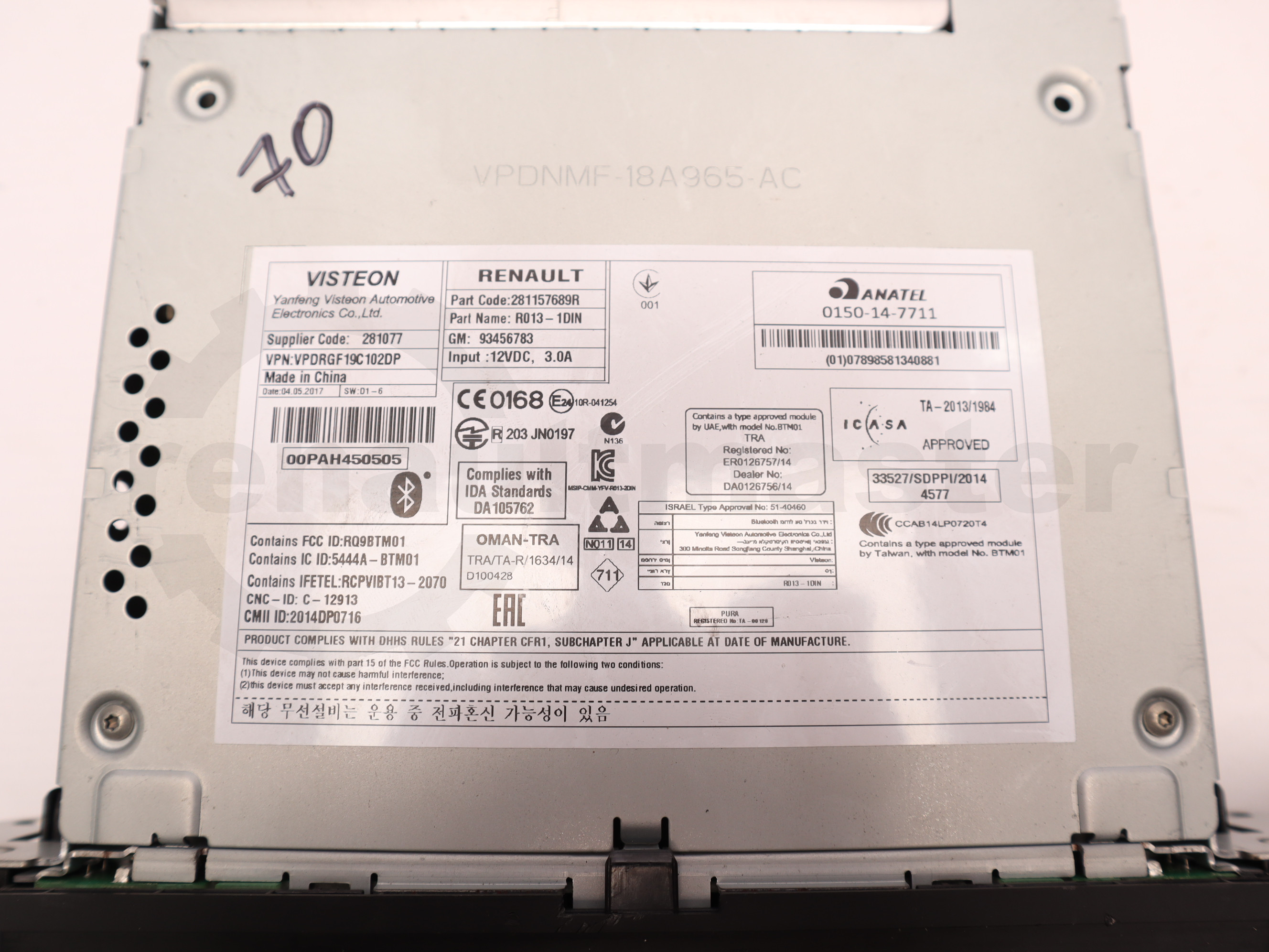 Мультимедійна система (автомагнітола) Renault Trafic (Opel Vivaro, Nissan NV300) 2014 -, 281157689R Б/В