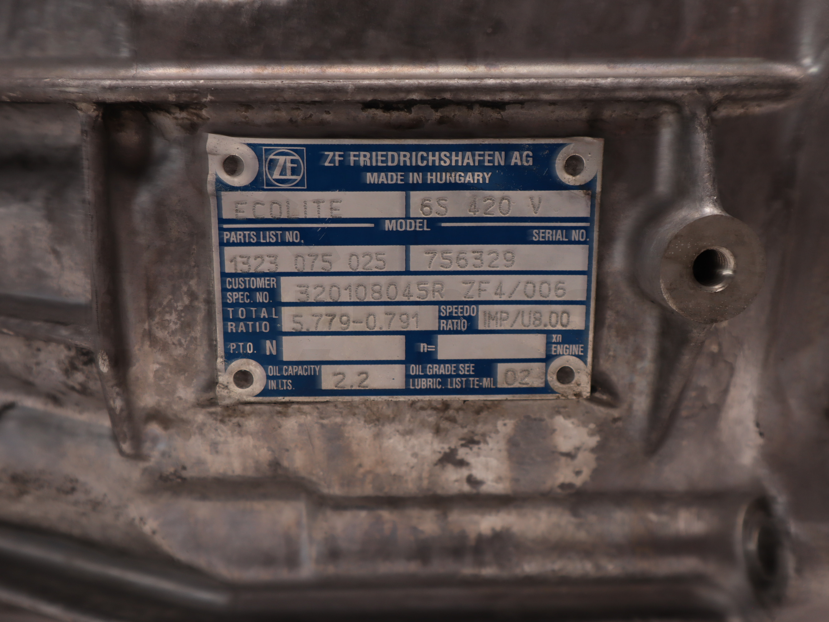 Коробка перемикання передач (задній привід) Renault Master (Opel Movano, Nissan NV400) 2010 -, 320108045R ZF4/006 Б/В